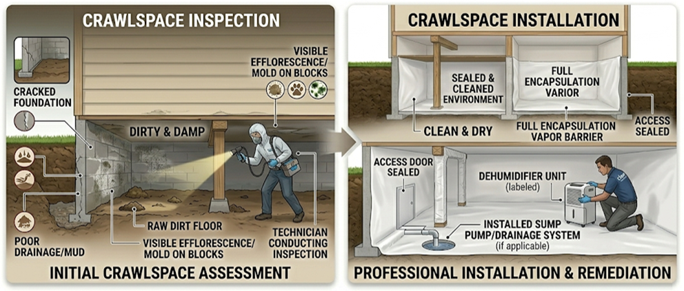 Crawlspace inspection and installation service
